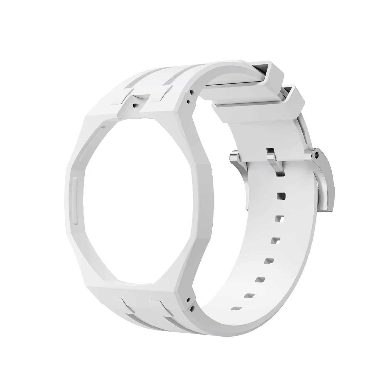 Temporee AP Style White Silicone Watch Mod Kit – Compatibile con Swatch Royal Pop | Cassa Integrata e Ghiera Ottagonale