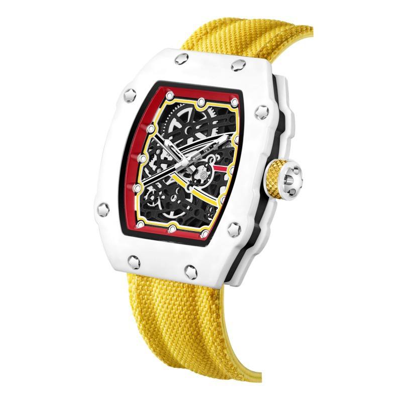 Temporee Watch Kevlar Yellow Skeleton – Orologio Sportivo Uomo con Quadrante Scheletrato e Cinturino Kevlar Giallo