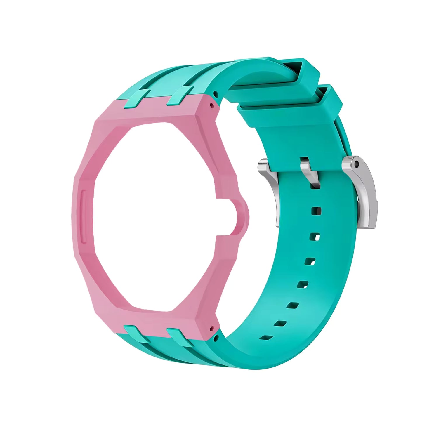 Temporee AP Style White Silicone Watch Mod Kit – Compatibile con Swatch Royal Pop | Cassa Integrata e Ghiera Ottagonale
