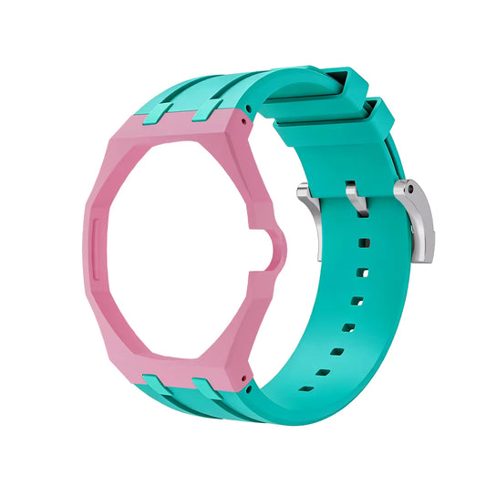 Temporee AP Style White Silicone Watch Mod Kit – Compatibile con Swatch Royal Pop | Cassa Integrata e Ghiera Ottagonale