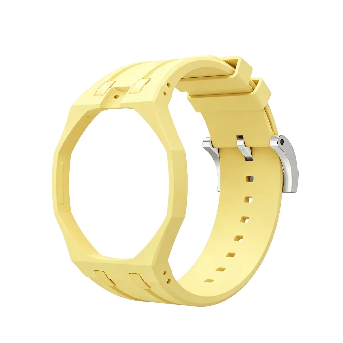 Temporee AP Style White Silicone Watch Mod Kit – Compatibile con Swatch Royal Pop | Cassa Integrata e Ghiera Ottagonale