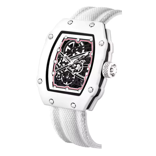 Temporee Watch Kevlar White Skeleton – Orologio Sportivo Uomo con Quadrante Scheletrato e Cinturino Kevlar Bianco