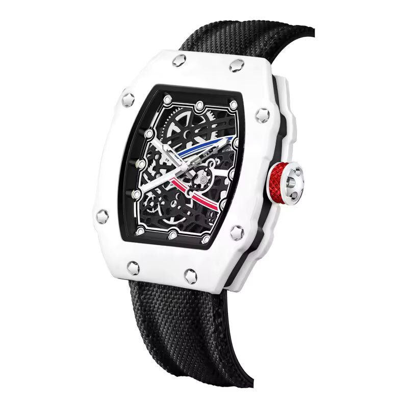 Temporee Watch Kevlar Black Skeleton – Orologio Sportivo Uomo con Quadrante Scheletrato e Cinturino Kevlar Nero